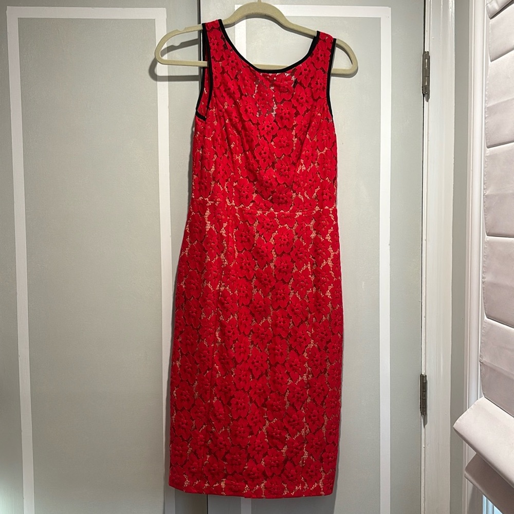 ABS Allen schwartz red lace sleeveless dress size 6